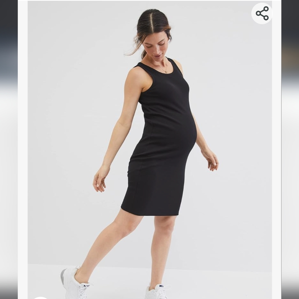 Motherhood Maternity Ribbed Knit Sleeveless Midi Dress